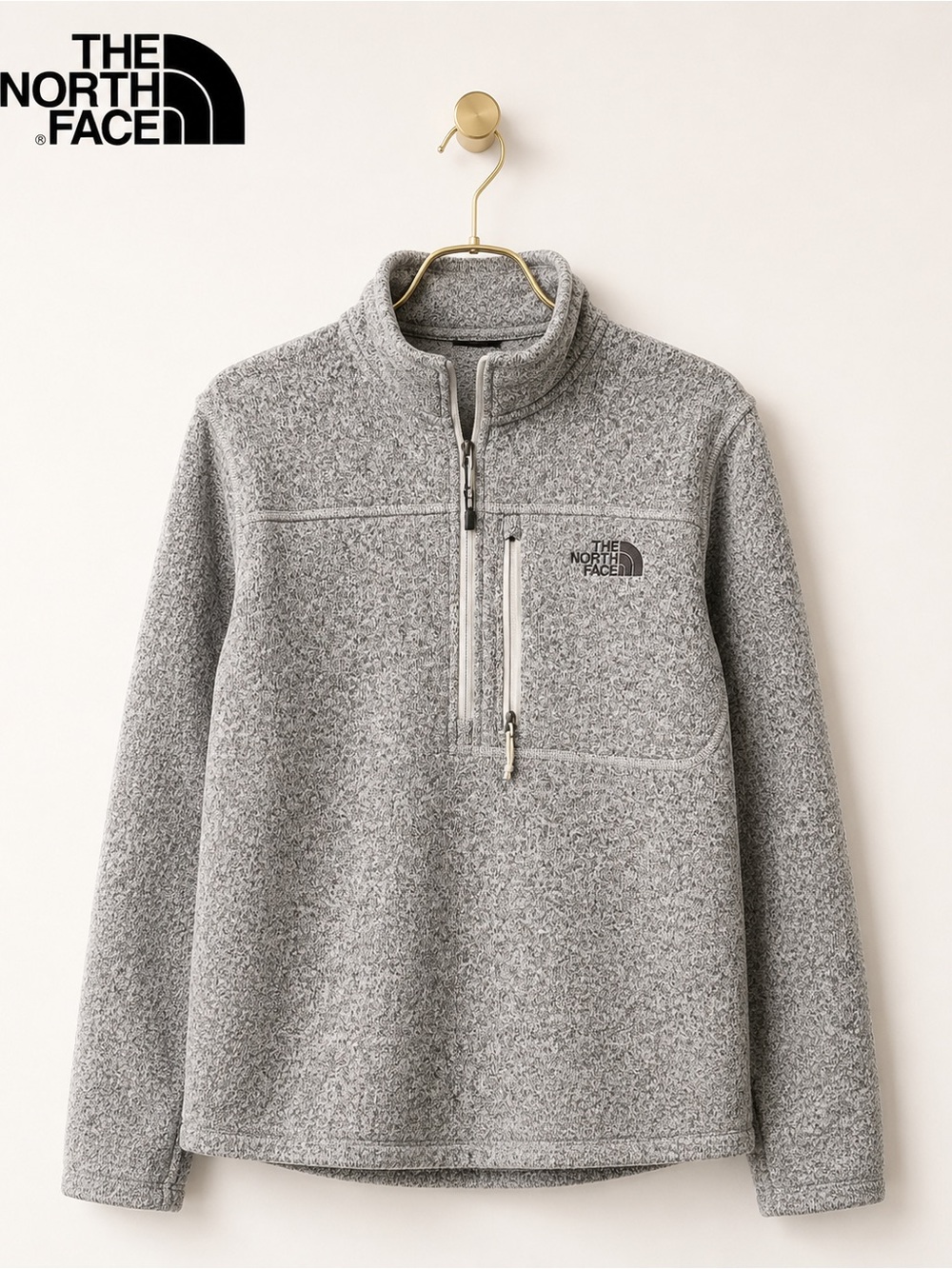 The North Face Men’s Heather Gray Sweater Fleece 1/4 Zip Pullover Size Large